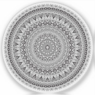Mandala Retro handgetekende zwart-wit bloem Sticker