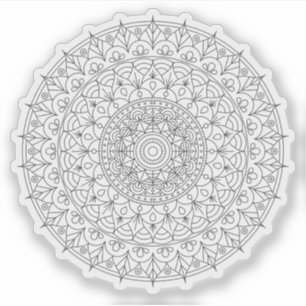 Mandala Retro handgetekende zwart-wit bloem Sticker