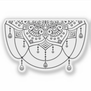 Mandala Retro handgetekende zwart & wit tattoo Sticker