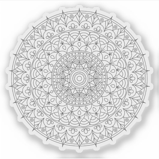 Mandala Retro met de hand getekende zwart & witte Sticker (Voorkant)