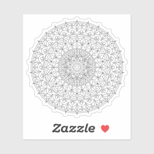 Mandala Retro met de hand getekende zwart & witte Sticker (Vel)