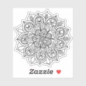 Mandala Retro met de hand getekende zwart & witte Sticker (Vel)