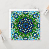 Mandala Retro Mosaic Green Blue Pattern Kaart (Voorkant / Achterkant in situ)