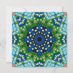 Mandala Retro Mosaic Green Blue Pattern Kaart