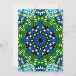 Mandala Retro Mosaic Green Blue Pattern Kaart