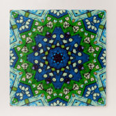 Mandala Retro Mosaic Green Blue Pattern Legpuzzel (Horizontaal)