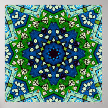 Mandala Retro Mosaic Green Blue Pattern