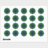 Mandala Retro Mosaic Green Blue Pattern Ronde Sticker (Vel)