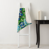 Mandala Retro Mosaic Green Blue Pattern Sherpa Deken (In situ)