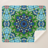 Mandala Retro Mosaic Green Blue Pattern Sherpa Deken (Voorkant (horizontaal))