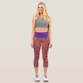 Mandala Retro Orange Psychedelic Yoga leggings (Recto)