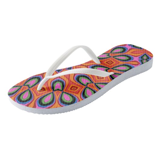 Mandala Retro Oranje Hipster Teenslippers (Schuin)