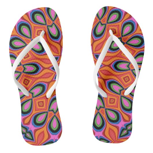 Mandala Retro Oranje Hipster Teenslippers (Voetbed)