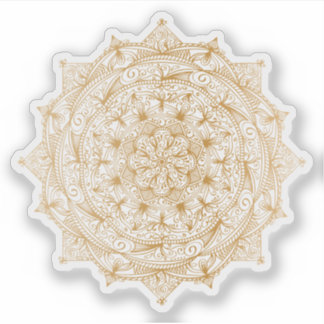 Mandala Retro tattoo met handgetekend goud Sticker
