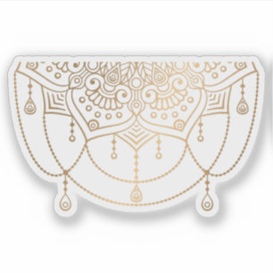 Mandala Retro tattoo met handgetekend goud Sticker