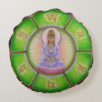 Mandala rond Kuan Yin de coussin d'OM de