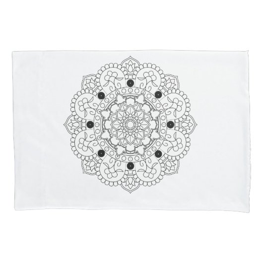 Mandala. Rond zwart-wit oosterpatroon Kussensloop (Voorkant)
