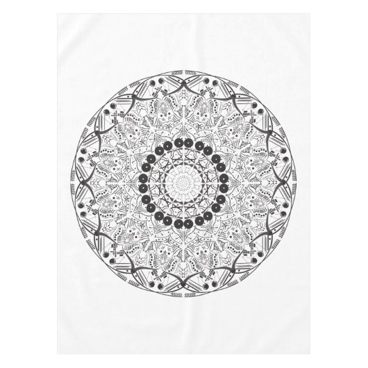 Mandala. Rond zwart-wit oosterpatroon Tafelkleed (Voorkant)
