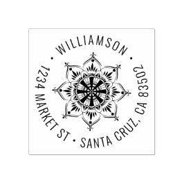 Mandala | Ronde familienaam Retouradres Rubberstempel