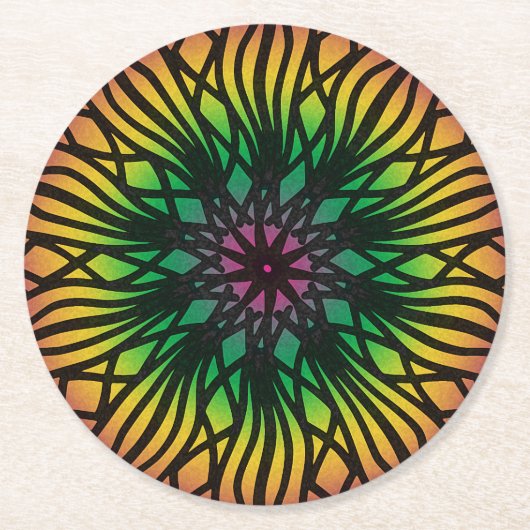 Mandala Ronde Kartonnen Onderzetter (Voorkant)