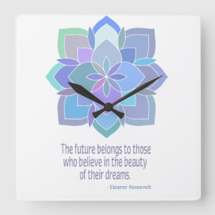 Mandala Roosevelt Beauty Quote Vierkante Klok