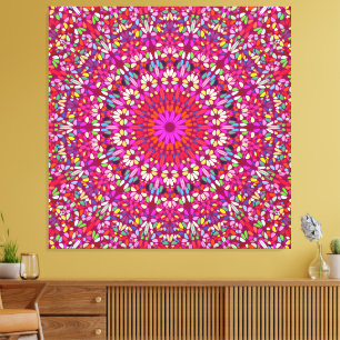 Mandala Rose Chaud – Toile de Luxe Enveloppée Radi