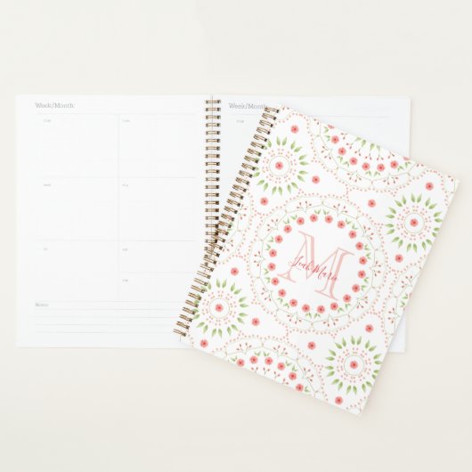 Mandala rose floral Monogramme (Devant avec enveloppe)