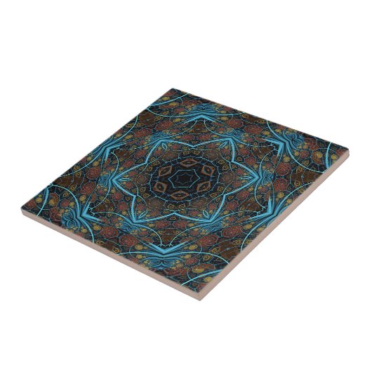 Mandala Rosette Boho Bohemian Style Dandy Pattern Tegeltje (Zijkant)