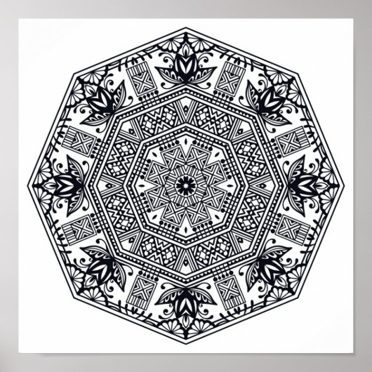 Mandala Round Ornament 2 Poster (Voorkant)