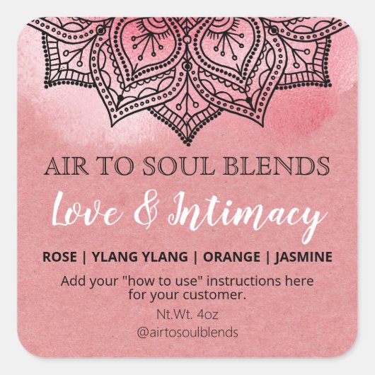 Mandala Roze Love & Intimacy Blend Labels (Voorkant)
