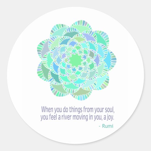 Mandala Rumi Joy Quote Ronde Sticker (Voorkant)