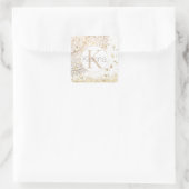 Mandala scannen met Gold Stars Monogram Vierkante Sticker (Tas)