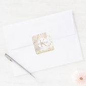 Mandala scannen met Gold Stars Monogram Vierkante Sticker (Envelop)