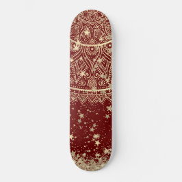 Mandala scannen met gouden sterren op rood skateboard
