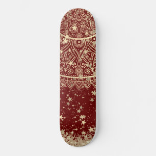 Mandala scannen met gouden sterren op rood skateboard