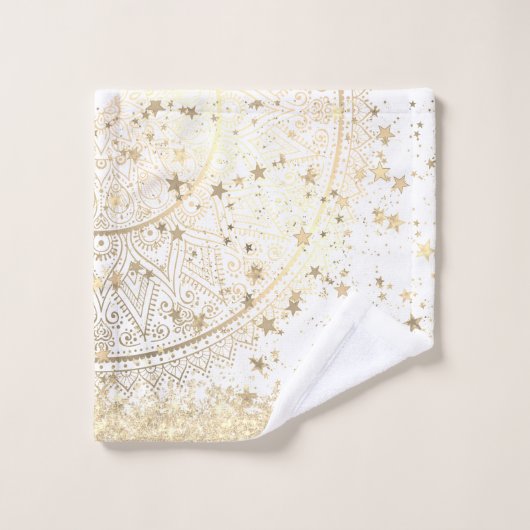 Mandala scannen met gouden sterren op wit  bad handdoek (Wasdoekje)