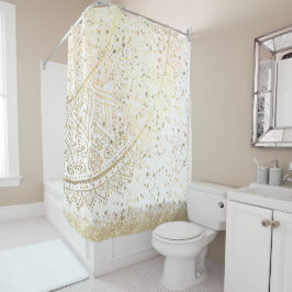 Mandala scannen met gouden sterren op wit   douchegordijn