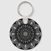 Mandala Sleutelhanger | Zwart en grijs (Achterkant)