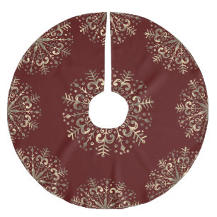 Mandala Snowflake Gold Burgundy Red Kerstboom Rok