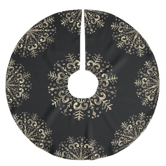 Mandala Snowflake Gold en Black Kerstboom Rok (Voorkant)