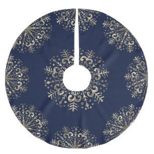 Mandala Snowflake Gold Navy Blue Tree Skirt Kerstboom Rok