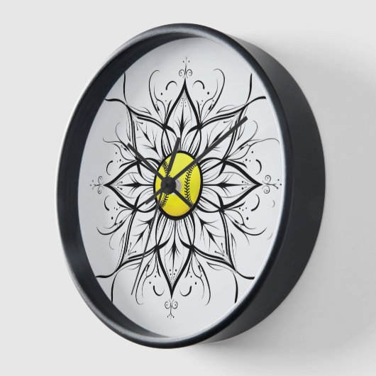 Mandala Softball Wall Horloge (Angle)