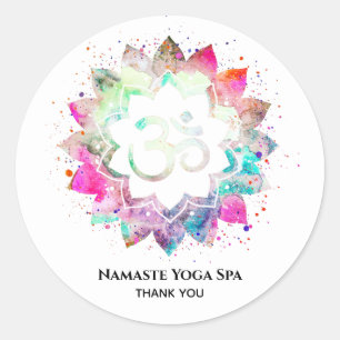 *~* Mandala Spiritueel OM Symbool Lotus Bloem Ronde Sticker