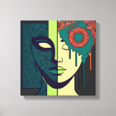 Mandala Split Face Abstract Art  Canvas Afdruk (Voorkant)