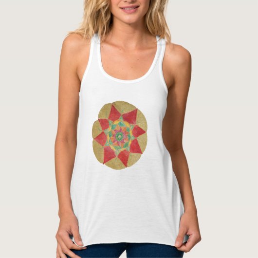 Mandala Star Sacred Geometry Tanktop, wit Tanktop (Voorkant)