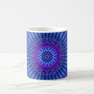 Mandala ster in blauw koningsbloem koffiemok