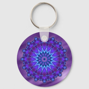 Mandala ster in blauw Lijngolven Sleutelhanger