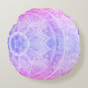 Mandala Sunset Waterverven Roze Ronde Pillow Rond Kussen
