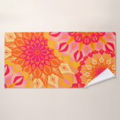 Mandala superposé orange rose jaune (Serviette de bain)