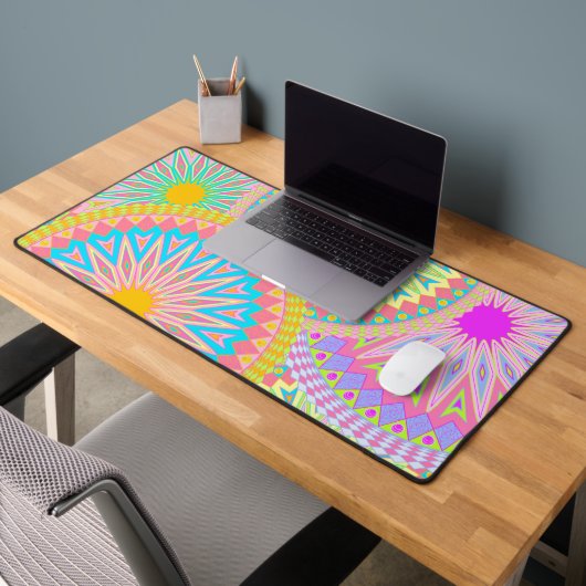 Mandala superposé Rose Bleu Jaune Menthe Violet (Bureau 2)